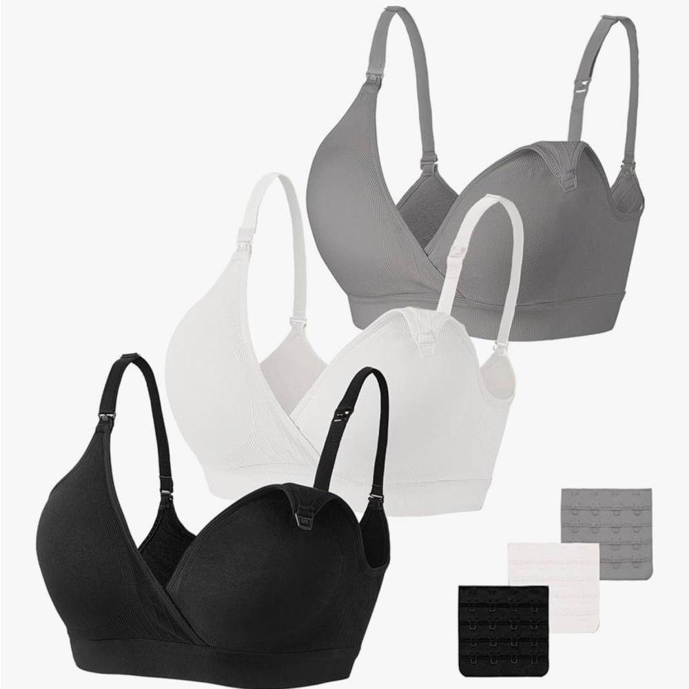 Brand New Women's Nursing Bra Set - Black, Gray, White